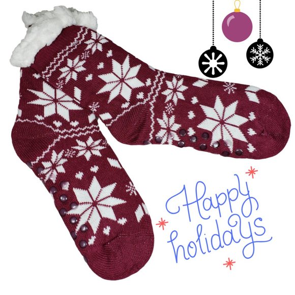 Accessories - Womens Cozy Anti Slip Warm Winter Slipper Socks